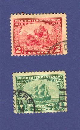 United States 1920 Pilgrim Tercentenary Issue 2 Stamps