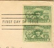 Puerto Rico Election 3 cent Stamp Vertical Pair FDI SC 983 First Day Issue