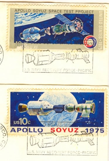 US Special Cancellation US Navy Recovery Force Pacific Spacecraft before and after docking Stamps