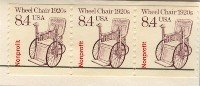 Wheel Chair Coil Stamp 8.4 cent FDI SC 2256 First Day Issue Strip of 3 Transportation Issue