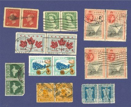 Pairs of Stamps Triplets of Stamps Variety Pack No 7 Canada India Jamaica Others