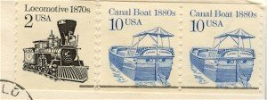 Canal Boat Coil Stamp 10 cent Pair FDI SC 2257 First Day Issue Transportation Issue