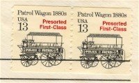 Patrol Wagon coil Stamp 13 cent Pair FDI SC 2258 First Day Issue Transportation Issue