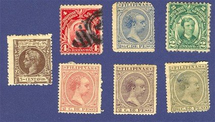 Philippine Islands 7 Stamps from 1890 to 1922 Packet No 2558