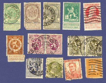Belgium 13 Stamps from 1905 to 1915 Packet No 4726