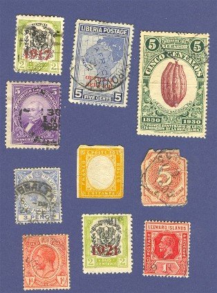 10 Stamps Variety Pack No 5 Curacao Ecuador Gibraltar Gold Coast Others 1855 to 1930