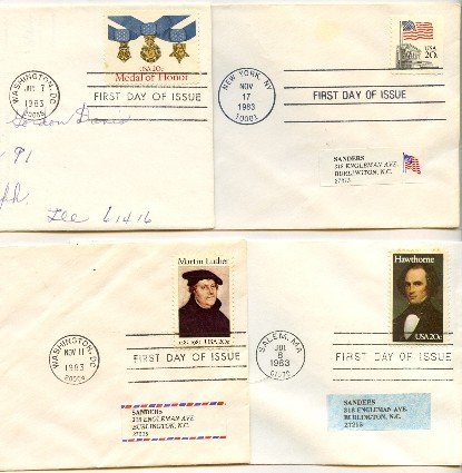 1980s 4 FDI Medal of Honor Martin Luther Nathaniel Hawthorne Supreme Court First Day Issue Packet
