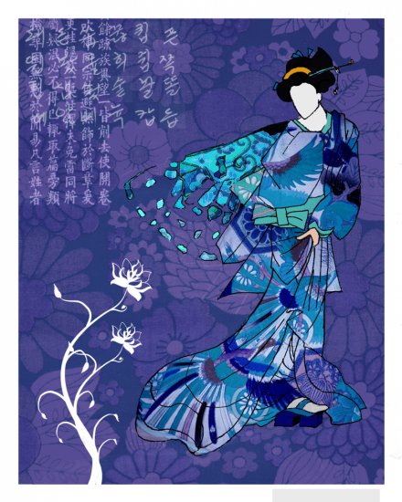 Blue Geisha with Wings