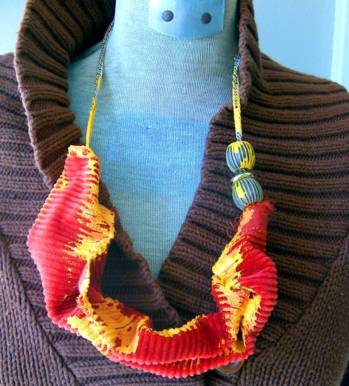 Orange Corduroy Spill - Industrial Necklace
