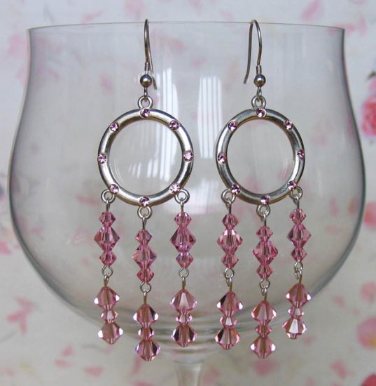 Crystal Hoops Lt Rose
