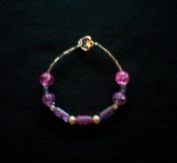 Pink and Purple Bracelet with Heart Clasp