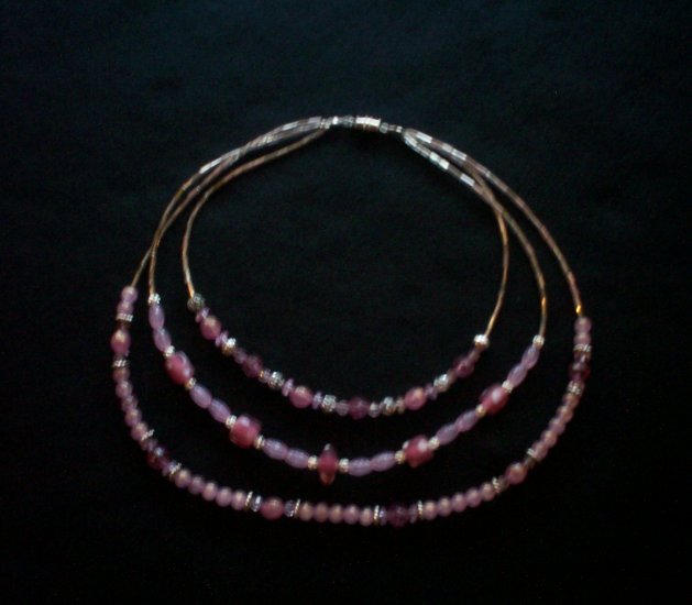 Three String Pink Necklace