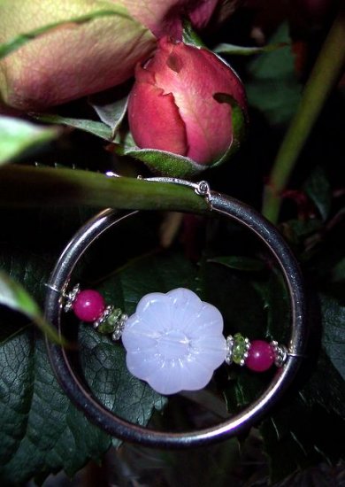 Rose Quarz/Jade/Peridon/Sterling silver HOOPs