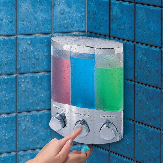 AVIVA Corner TRIO Shower Soap Shampoo Dispenser CHROME