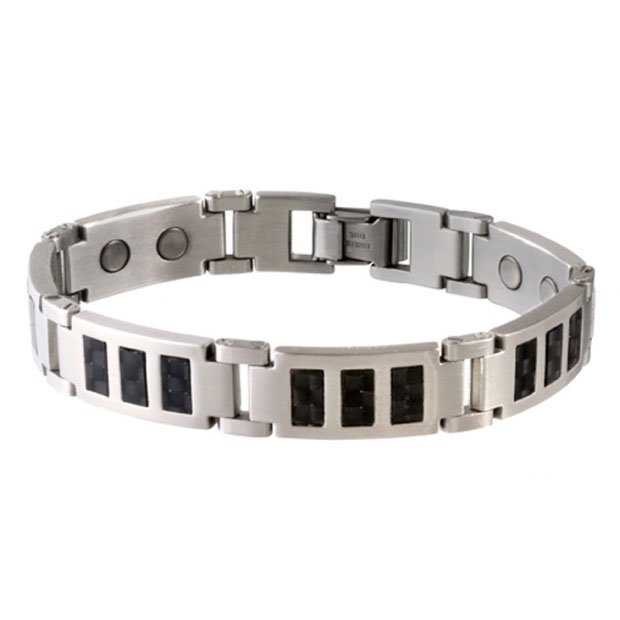 Sabona 350 Black Carbon Fiber Stainless Magnetic Bracelet - SIZE XXL