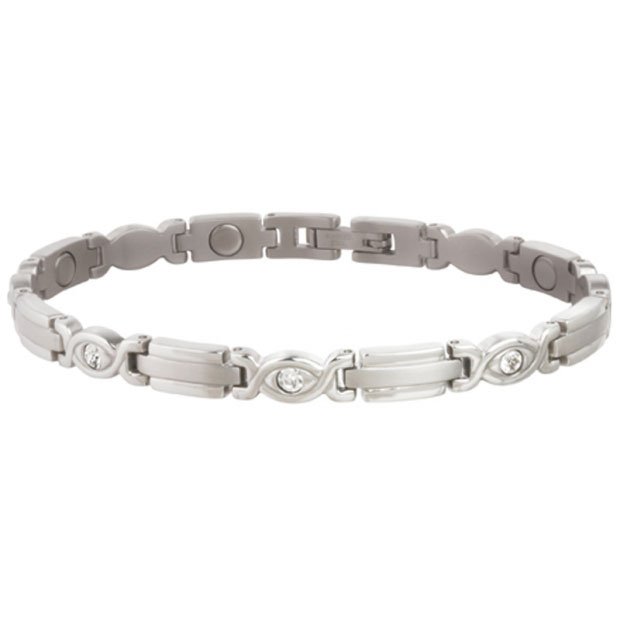 Sabona 303 Lady Executive Silver Gem Magnetic Bracelet - SIZE LARGE