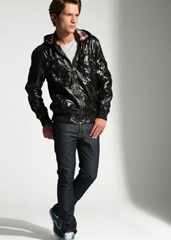 PATENT hoded bomber jacket