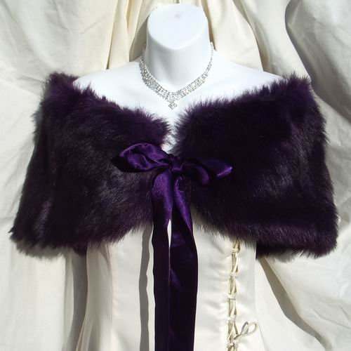Purple Faux Fox Fur Shawl