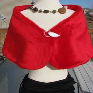 Red Mega Faux Mink Fur Wrap With Clasp UK