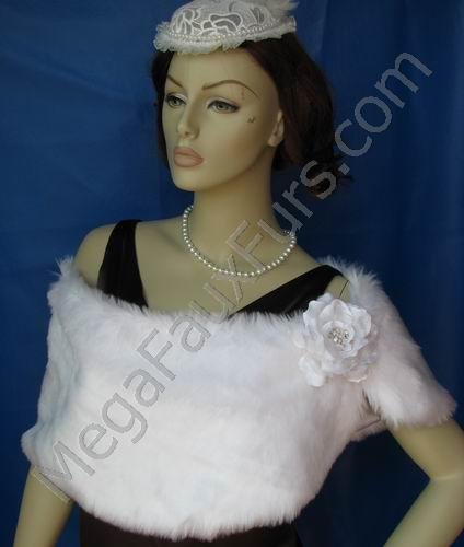 White Faux Mink Fur Wrap