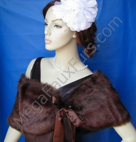 Sable Faux Fox Fur Bridal Stole Shawl