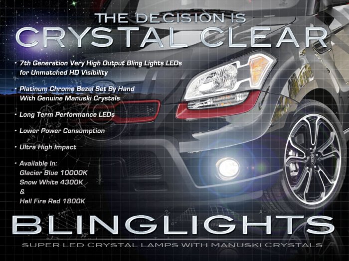 2010 2011 Kia Soul LED Fog Lamps Driving Lights Kit Blue or White