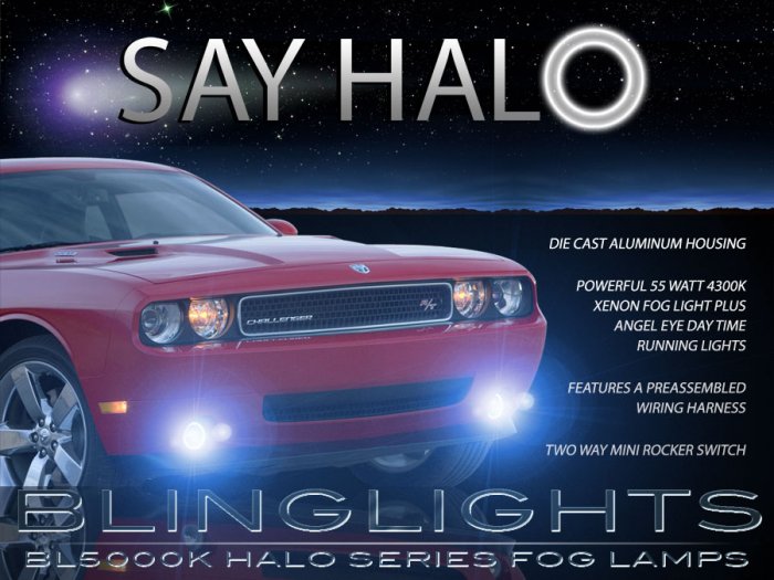 08-14 Dodge Challenger Halo Fog Lamps Driving Lights Kit Angel Eye