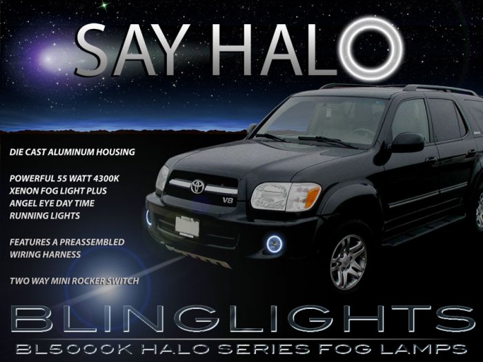 2001-2007 Toyota Sequoia Halo Fog Lights Driving Lamps Pair