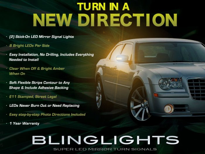Chrysler 300 300C LED Mirror Lights Turn Signal Lamp Set Kit Pair