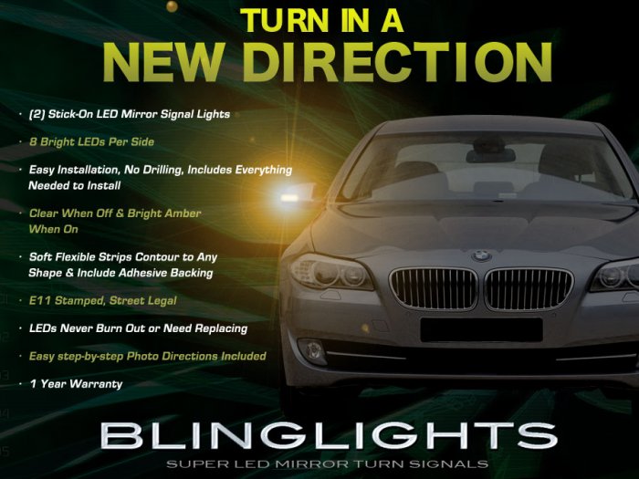 BMW 5 Series E34 E39 E60 E61 F10 F11 Mirrors LED Turnsignals Turn Signals Signalers Lights Lamps