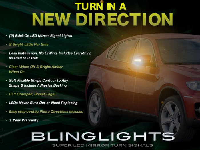 BMW X5 X6 E53 E70 LED Side Mirror Turnsignals Turn Signals Signalers Lights Mirrors Lamps