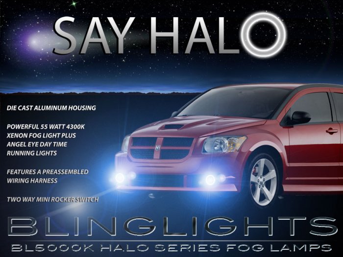 2008 2009 Dodge Caliber SRT-4 SRT4 Halo Angel Eye Foglamps Foglights Driving Fog Lamps Lights Kit