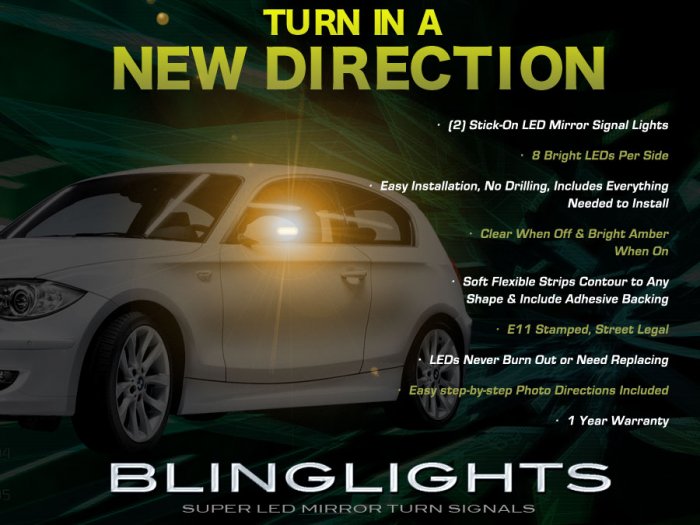 BMW 1 Series E81 E82 E87 E88 F20 Mirrors LED Turnsignals Turn Signals Signalers Lights Mirror Lamps