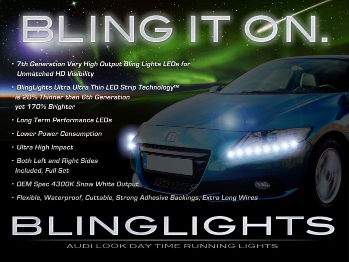 Honda CR-Z LED Head Lamp Strips Day Time Running Lights Kit CRZ DRLs
