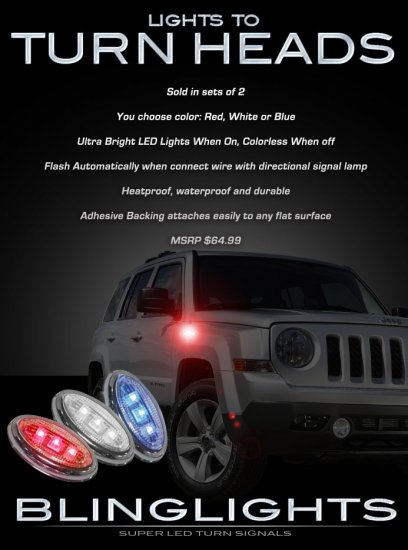 Jeep Patriot LED Side Markers LEDs Accent Lights Turnsignal Turn Signal Signaler Lights Lamps