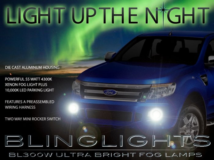 2012 2013 2014 Ford Ranger Xenon Foglamps Foglights Driving Fog Lamps Lamp Lights Light Set Kit