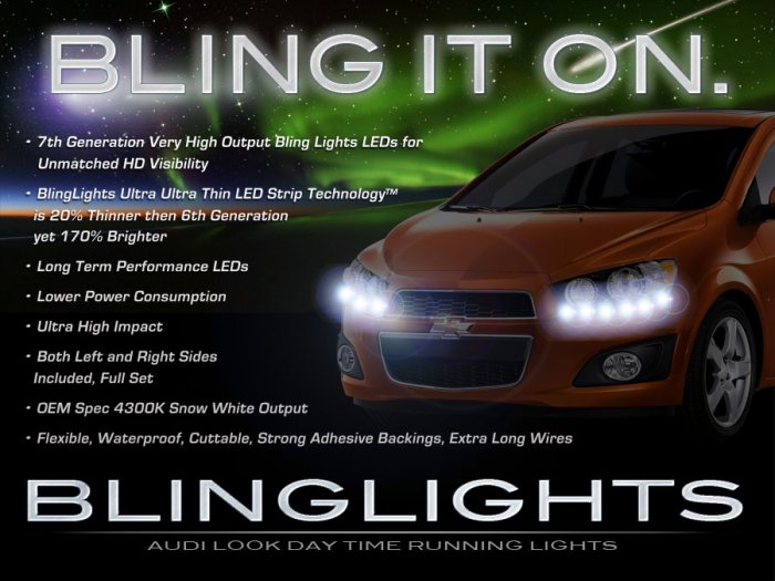 Chevrolet Sonic LED DRL Head Lamp Daytime Running Light Strips