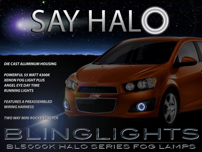 2012-2016 Chevrolet Sonic Angel Eye Driving Lights Halo Fog Lamps (non-RS) Kit