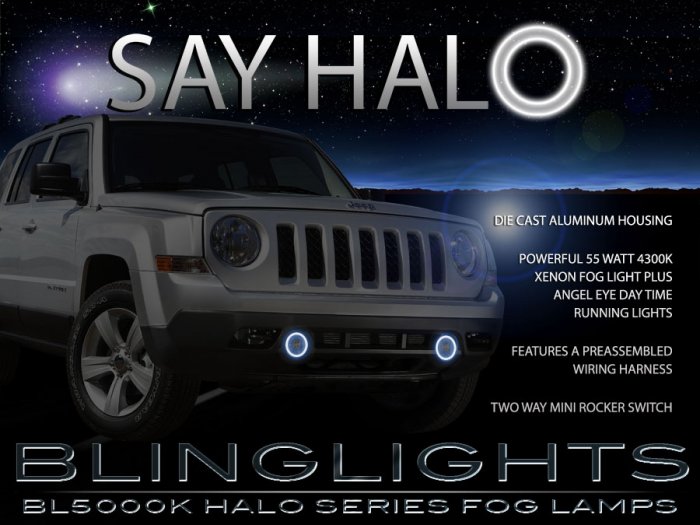 2011-2017 Jeep Patriot Halo Fog Lamp Driving Light Kit Angel Eyes