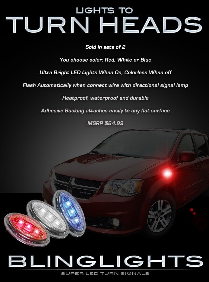 Dodge Grand Caravan LED Side Markers Turnsignals Accent Turn Signals Lights Signalers LEDs Lamps