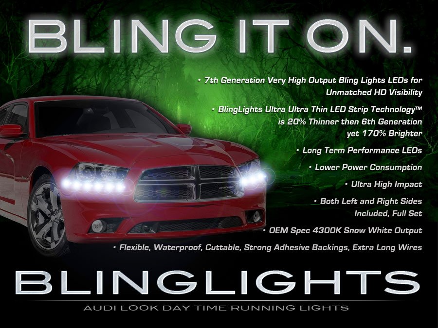 2011-2014 Dodge Charger LED Head Light Strips Kit Day Time Running Lamps