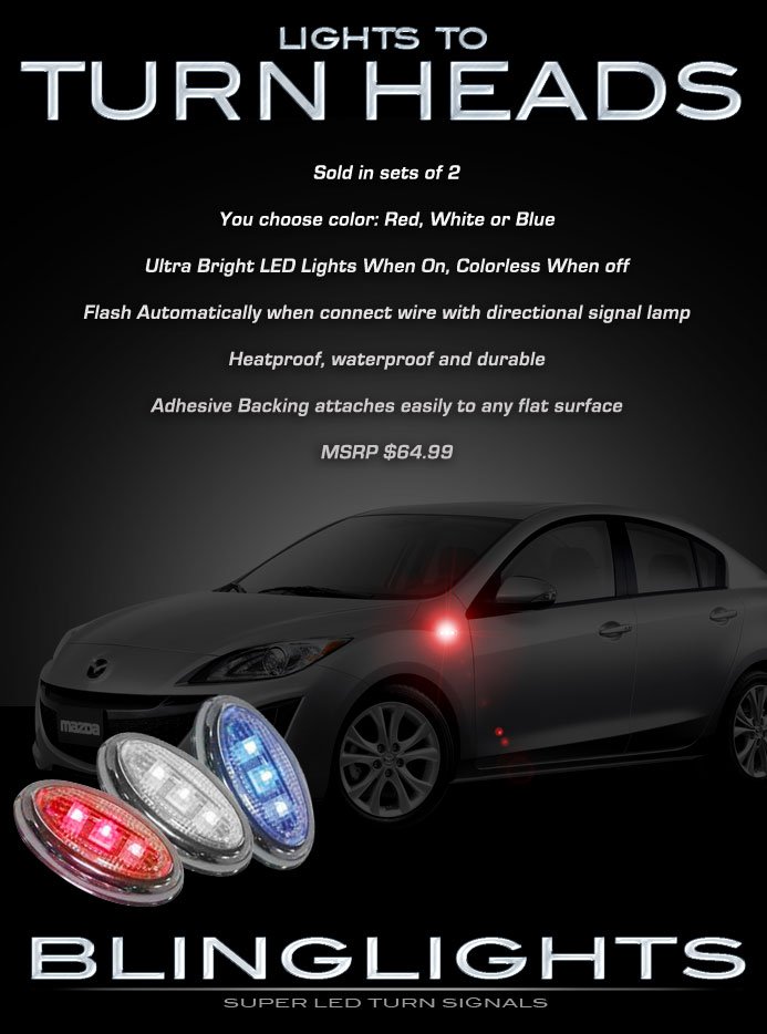 Mazda 2 Mazda2 LED Side Marker Turnsignals Accent Turn Signals LEDs Markers Signalers Lights Lamps