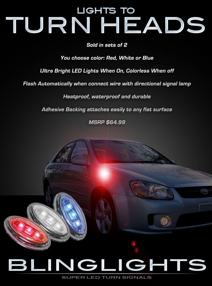 Kia Spectra Spectra5 LED Side Markers Turnsignals Accents Turn Signals Signalers Lights Marker Lamps