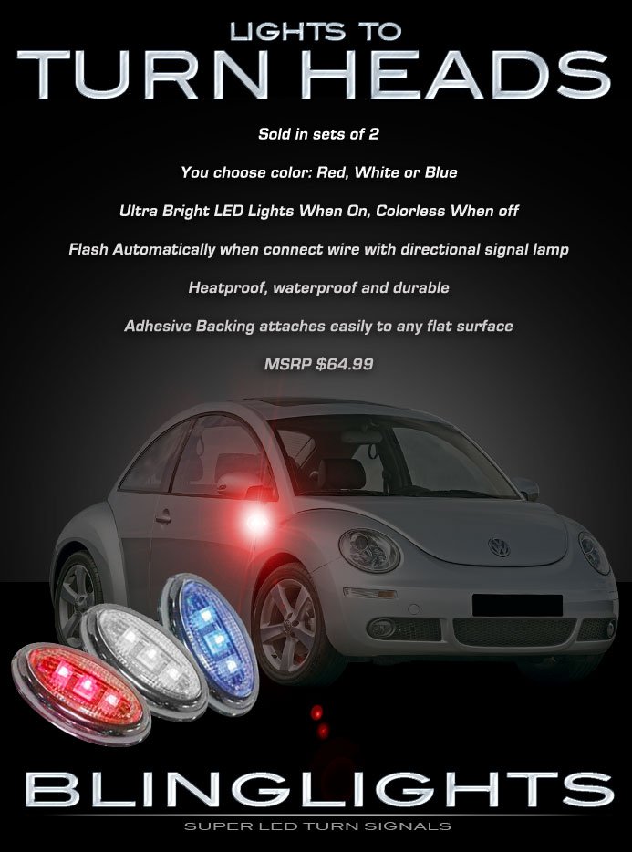 VW New Beetle LED Side Accent Marker Turnsignals LEDs Turn Signals Markers Lights Lamps Volkswagen