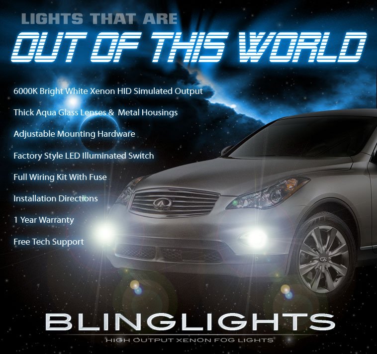 2008 2009 2010 2011 Infiniti EX35 Xenon Foglamps Foglights Driving Fog Lamps Lights Kit