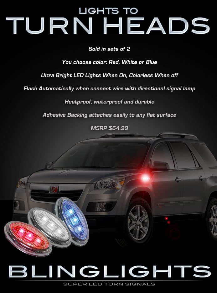 2007 2008 2009 2010 Saturn Outlook LED Side Marker Turnsignal Light Accent Turn Signal Lamp Signaler