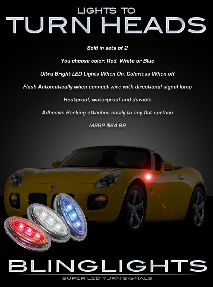 2006 2007 2008 2009 Pontiac Solstice LED Turnsignal Accents Lamps Turn Signal Marker Signaler Lights