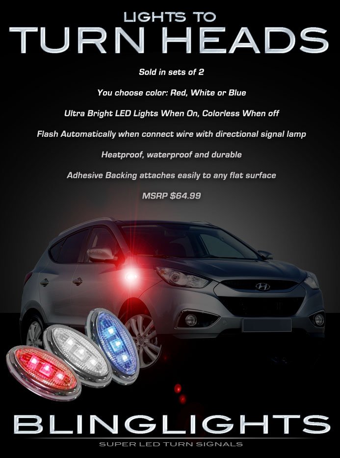 Hyundai Tucson LED Side Marker Lights Turnsignals Lamps Markers Turn Signals Signalers Signal