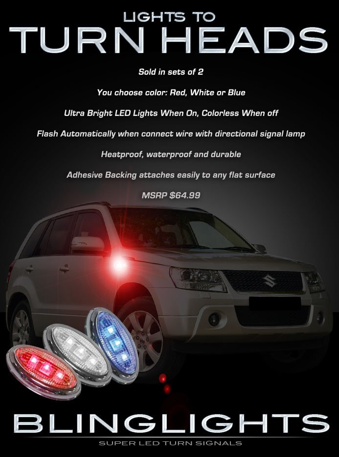 Suzuki XL7 XL-7 LED Side Markers Turnsignals Lights Accents Turn Signals Lamps Signalers Set