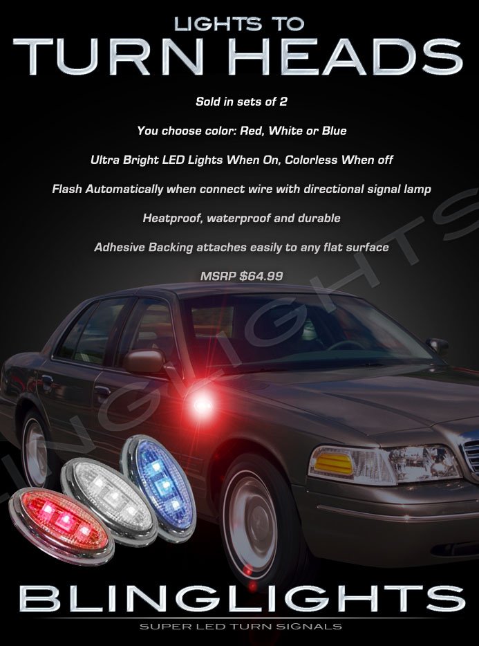 Mercury Grand Marquis LED Side Marker Turnsignal Accent Lights LEDs Turn Signal Lamps Signalers